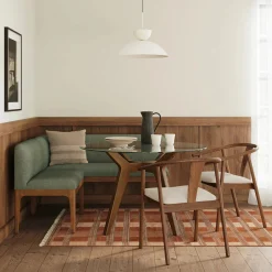 Rosin 56.75" Left Corner Banquette - Smoked Oak and Welsh Green