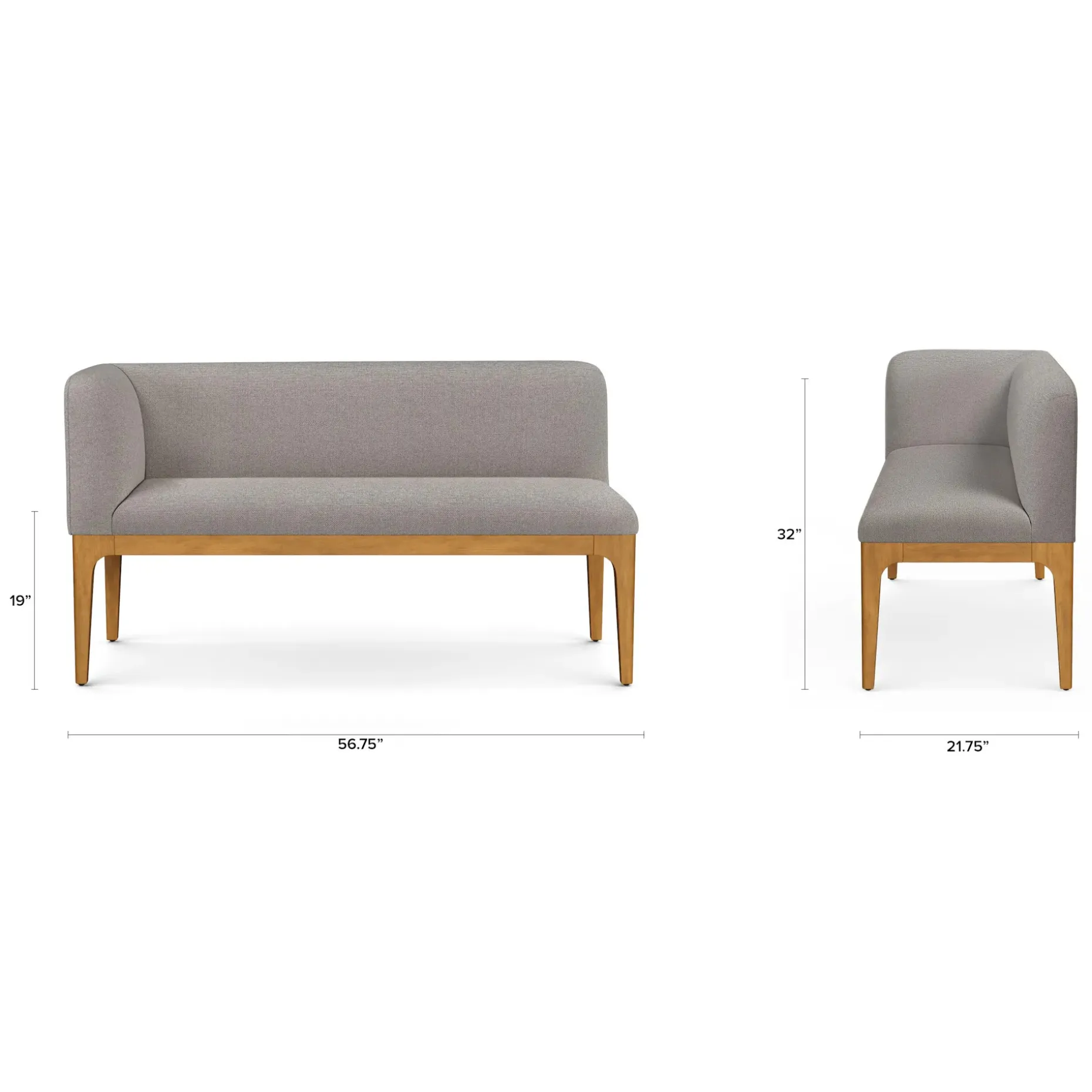 Rosin 56.75" Left Corner Banquette - Smoked Oak and Hestia Gray