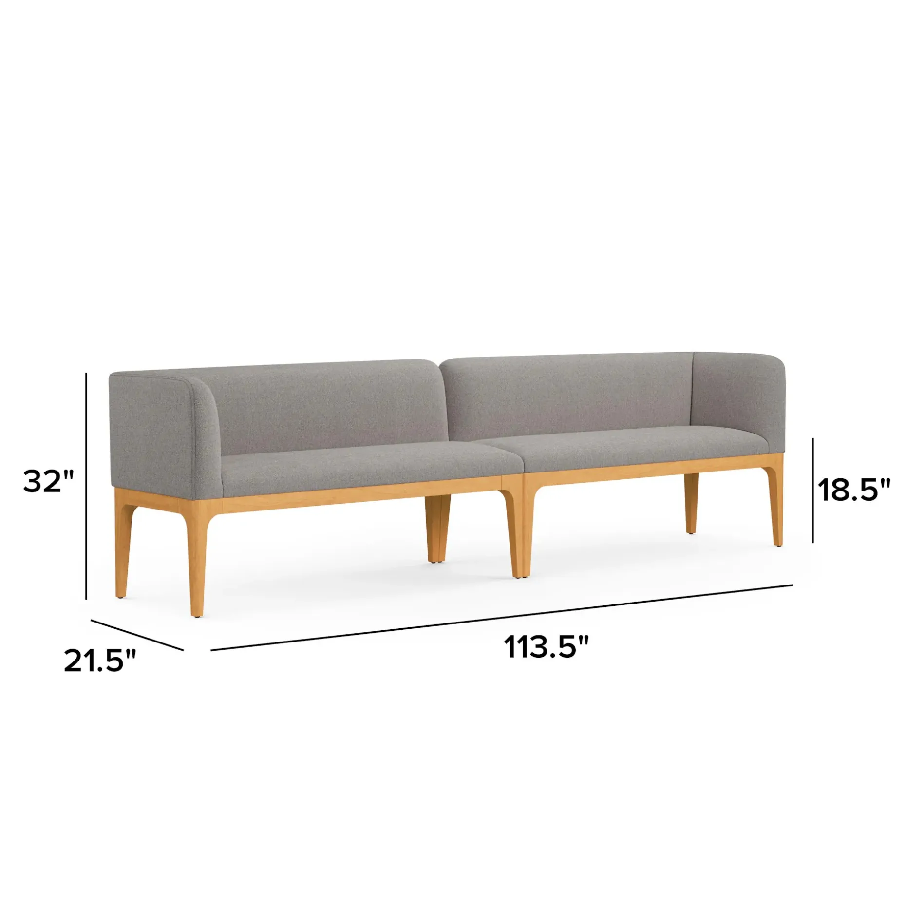 Rosin 113.5" Long Banquette Set - Natural Oak and Hestia Gray