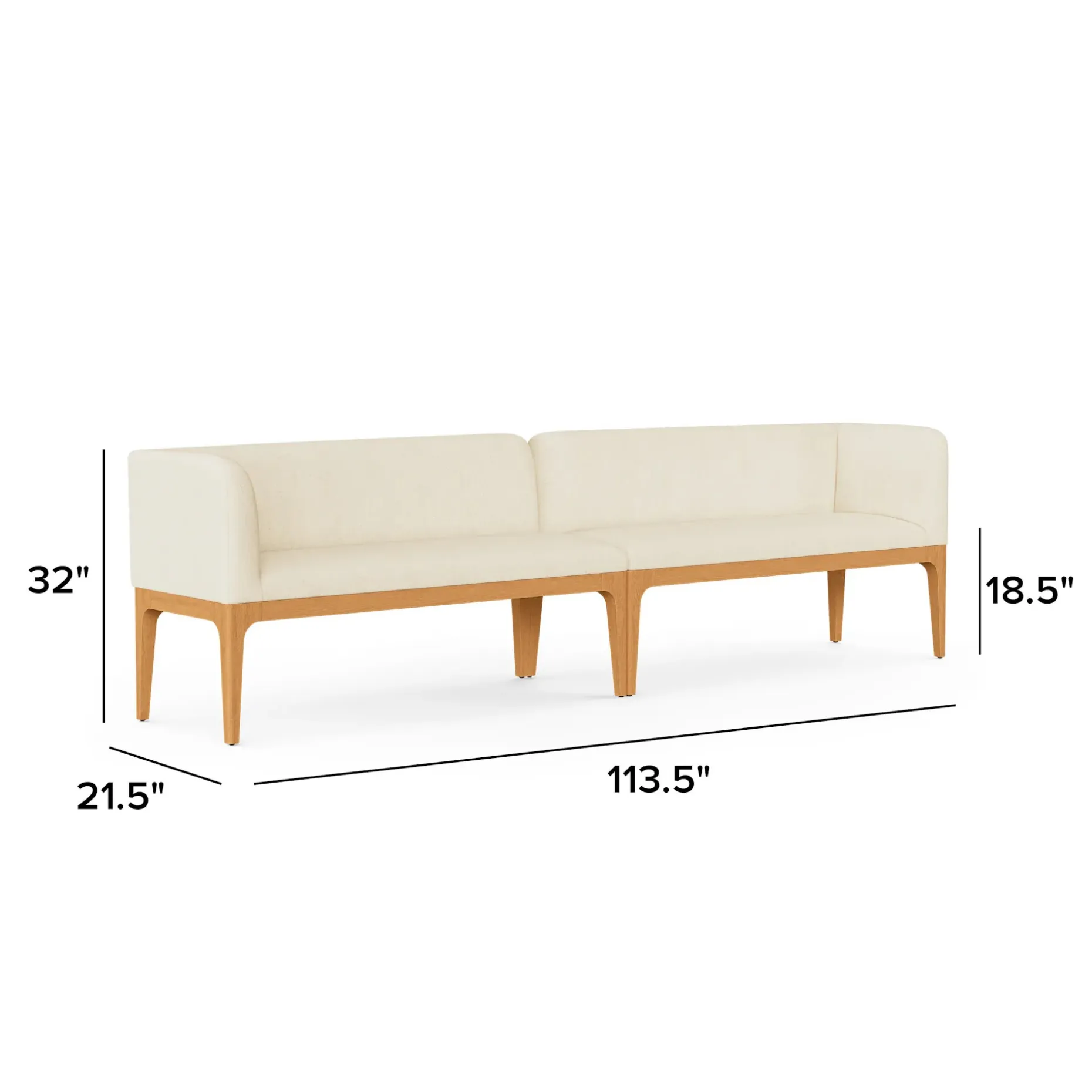 Rosin 113.5" Long Banquette Set - Natural Oak and Sand Ivory