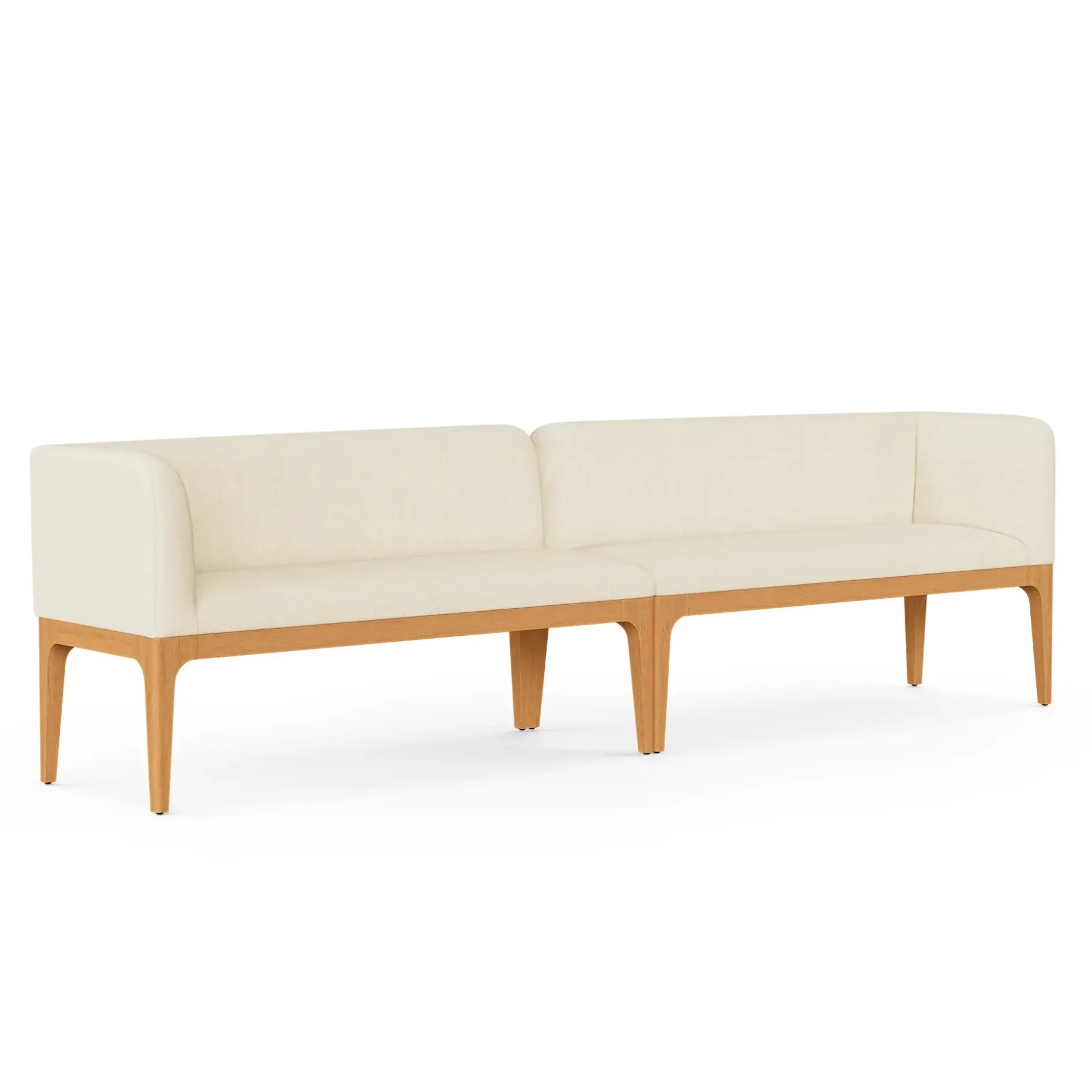Rosin 113.5" Long Banquette Set - Natural Oak and Sand Ivory