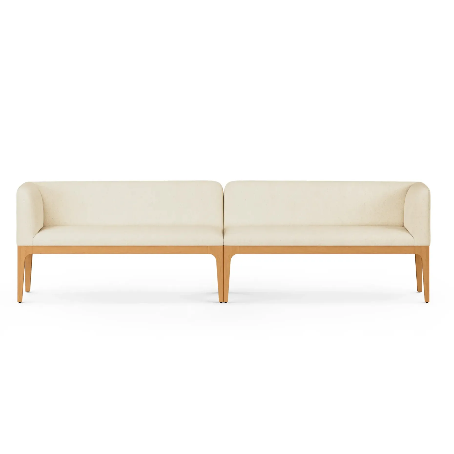 Rosin 113.5" Long Banquette Set - Natural Oak and Sand Ivory