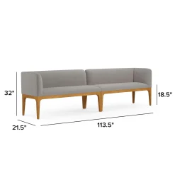Rosin 113.5" Long Banquette Set - Smoked Oak and Hestia Gray