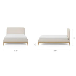 Rosin Queen Upholstered Bed - Natural Oak and Sand Ivory