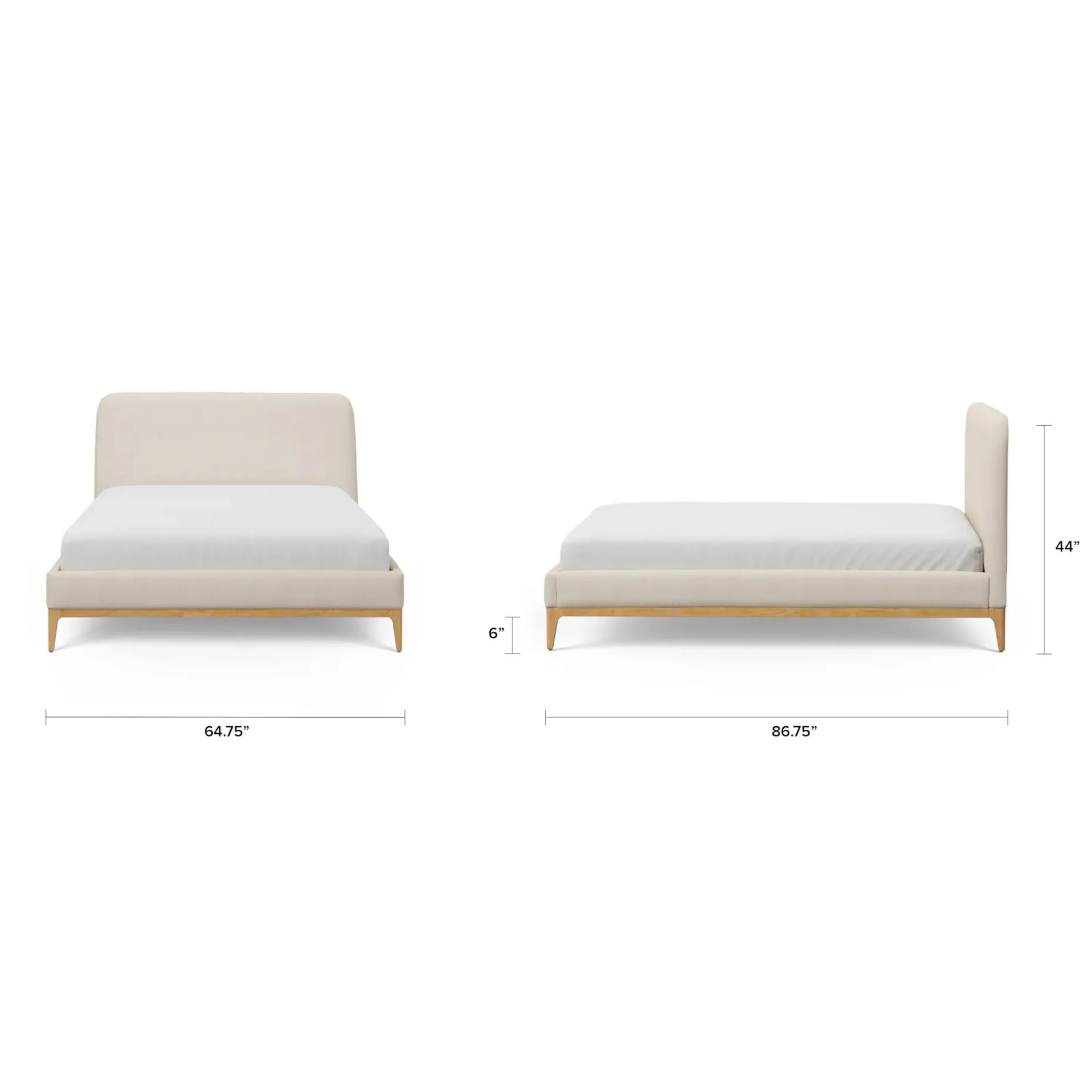 Rosin Queen Upholstered Bed - Natural Oak and Sand Ivory