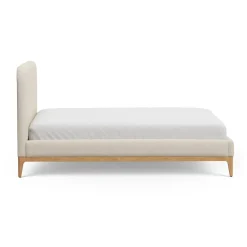 Rosin Queen Upholstered Bed - Natural Oak and Sand Ivory