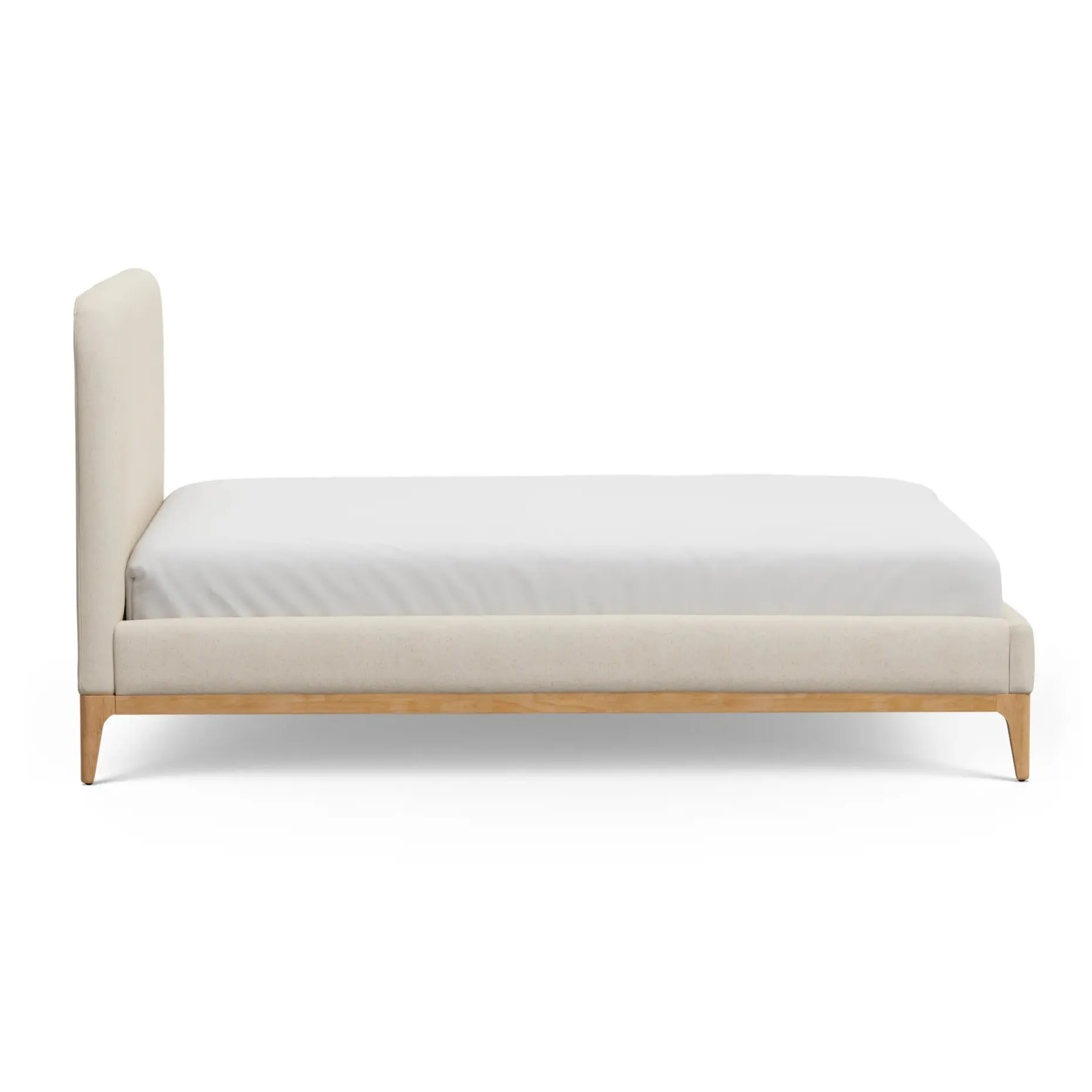 Rosin Queen Upholstered Bed - Natural Oak and Sand Ivory