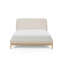Rosin Queen Upholstered Bed - Natural Oak and Sand Ivory