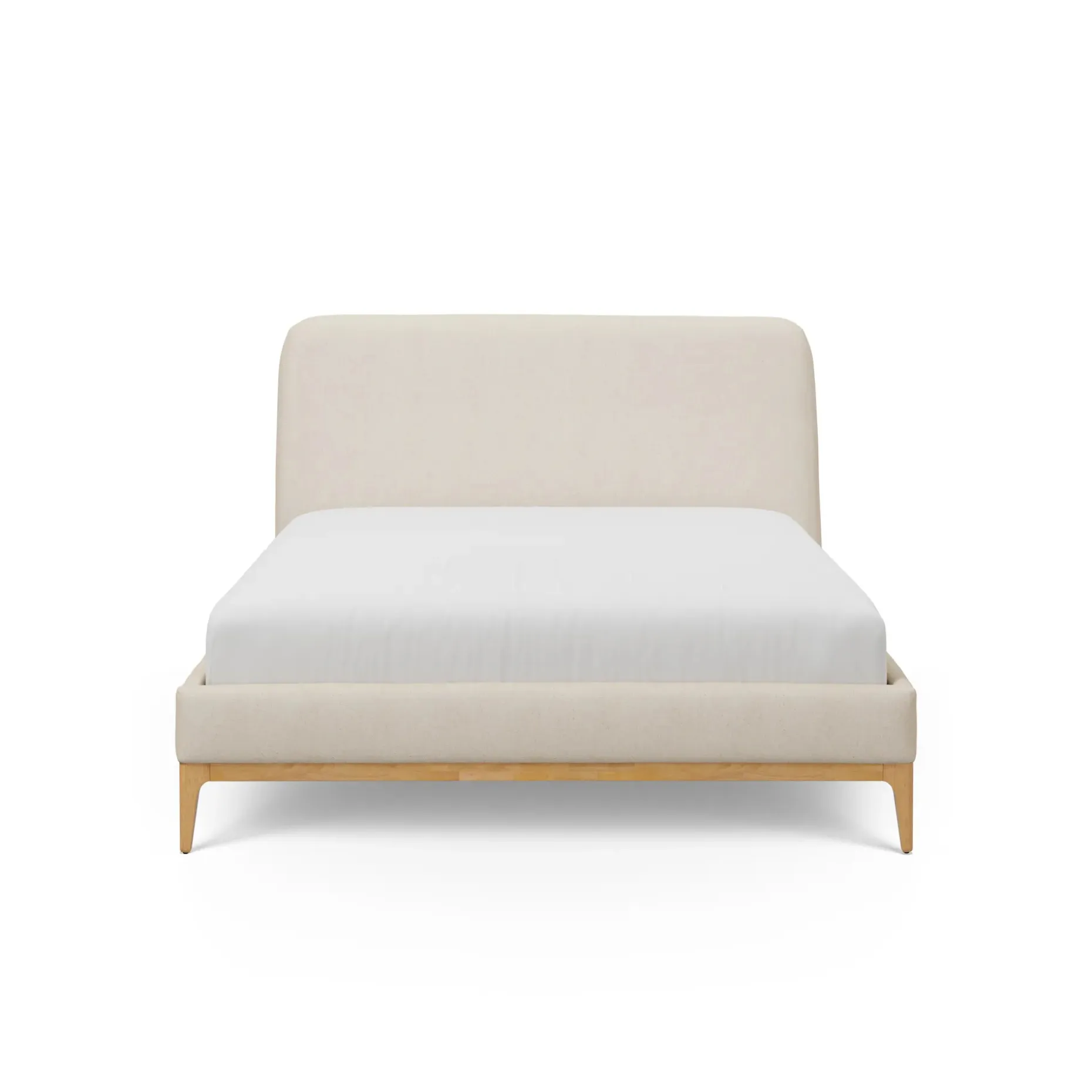 Rosin Queen Upholstered Bed - Natural Oak and Sand Ivory
