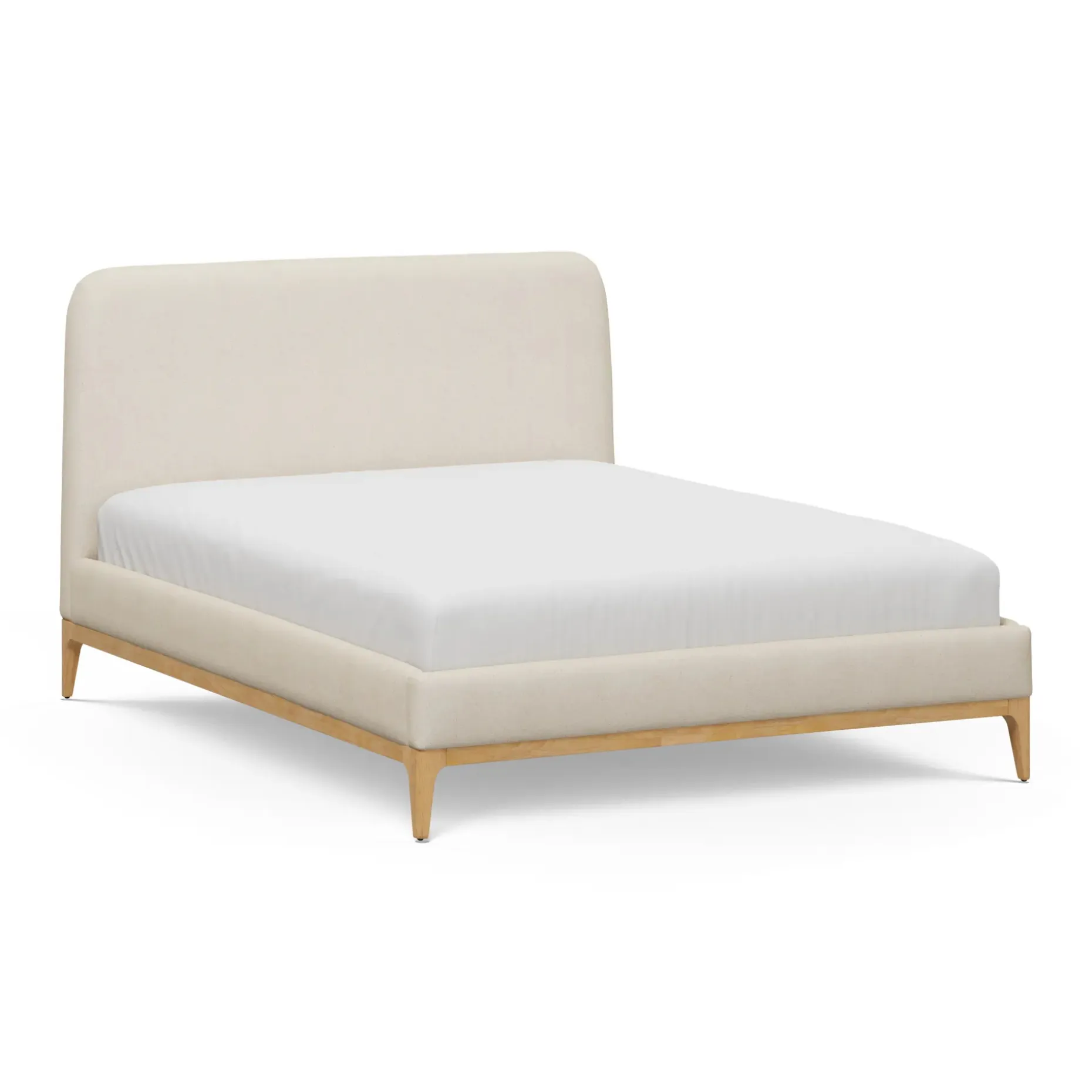 Rosin Queen Upholstered Bed - Natural Oak and Sand Ivory