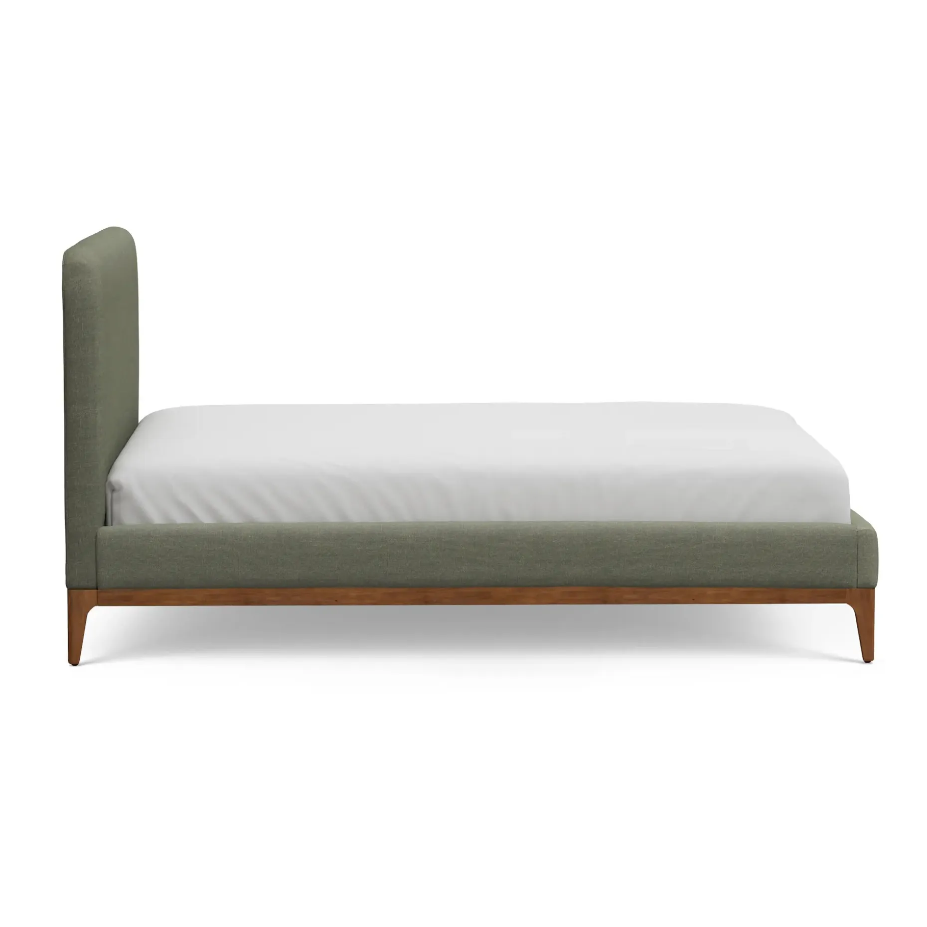 Rosin Queen Upholstered Bed - Smoked Oak and Welsh Green