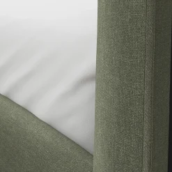 Rosin Queen Upholstered Bed - Smoked Oak and Welsh Green