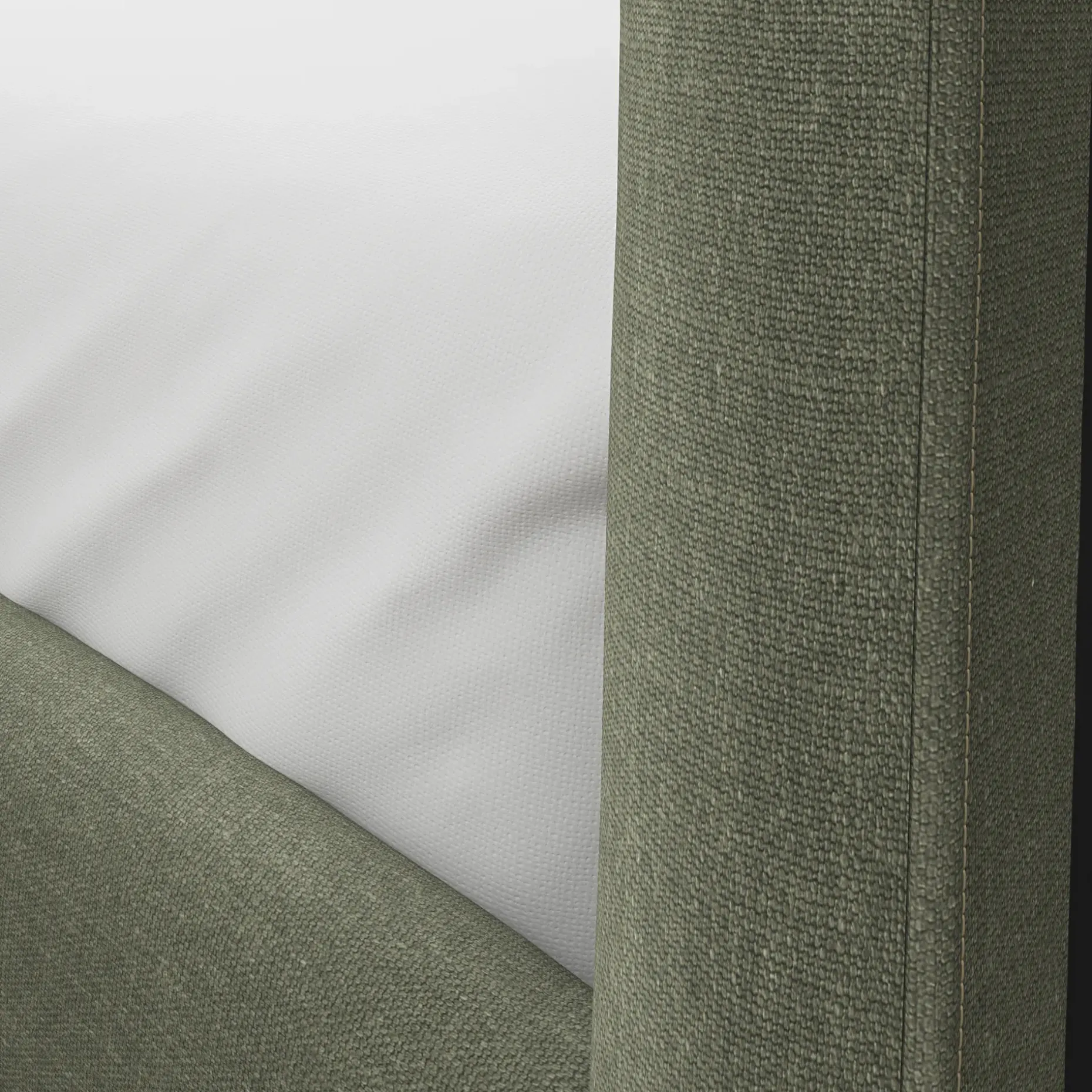 Rosin Queen Upholstered Bed - Smoked Oak and Welsh Green