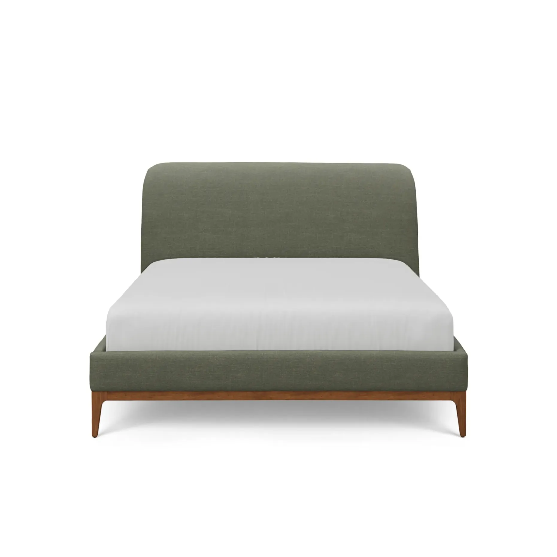 Rosin Queen Upholstered Bed - Smoked Oak and Welsh Green