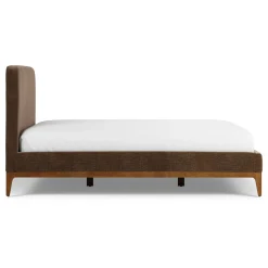 Rosin Queen Upholstered Bed - Walnut and Valor Brown