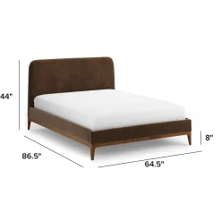 Rosin Queen Upholstered Bed - Walnut and Valor Brown