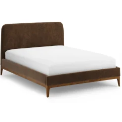 Rosin Queen Upholstered Bed - Walnut and Valor Brown