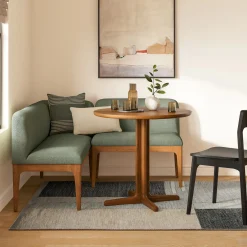 Rosin 55.75" Right Arm Banquette Set - Smoked Oak and Welsh Green