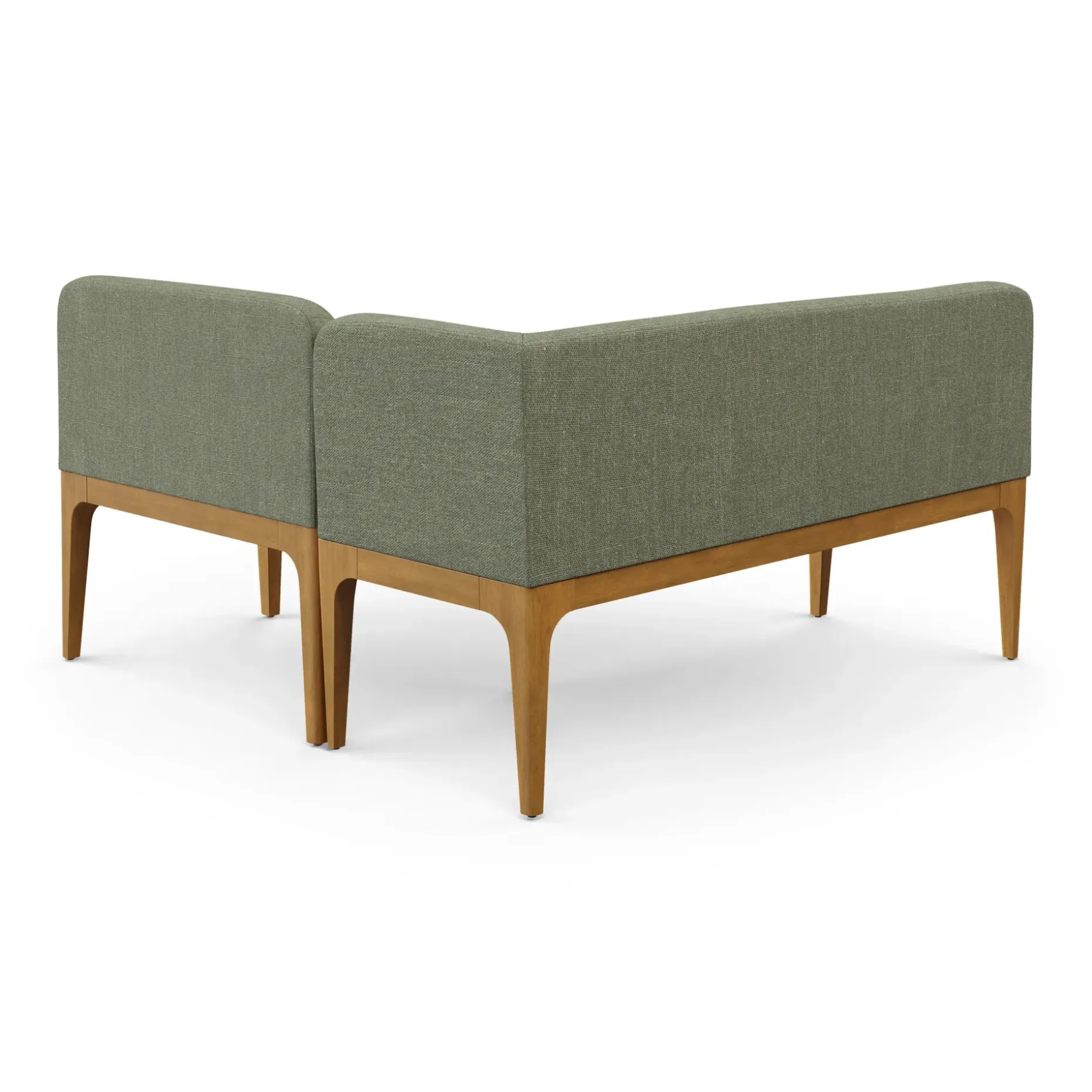 Rosin 55.75" Right Arm Banquette Set - Smoked Oak and Welsh Green