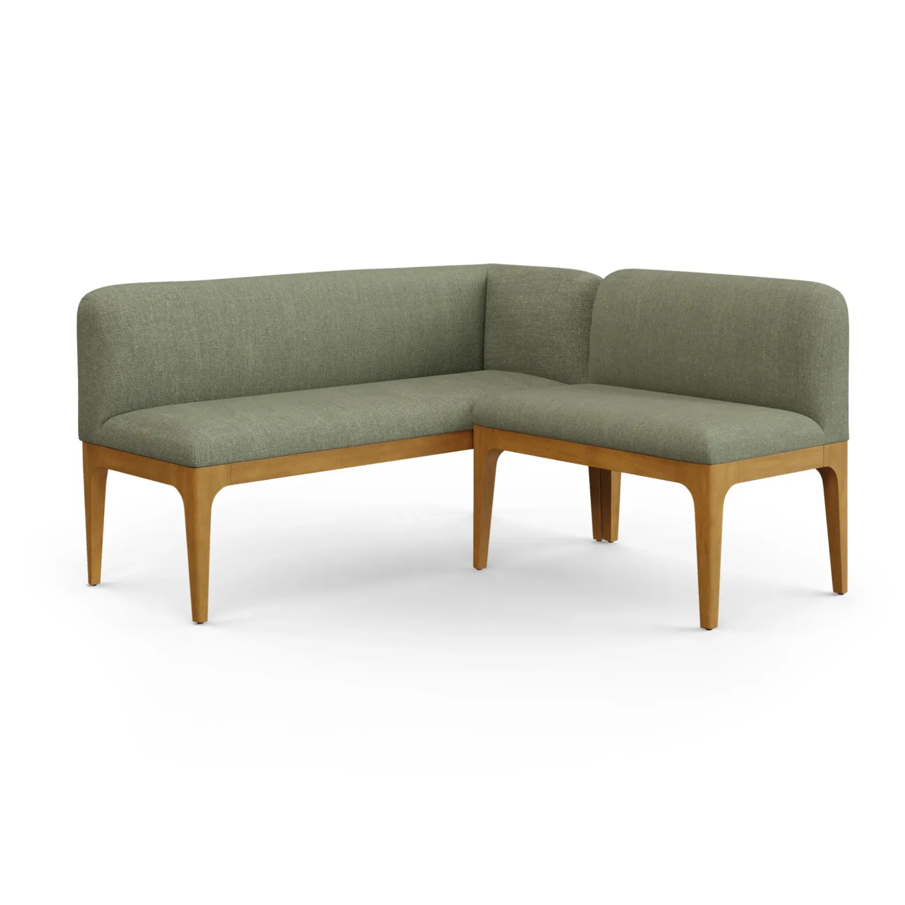 Rosin 55.75" Right Arm Banquette Set - Smoked Oak and Welsh Green