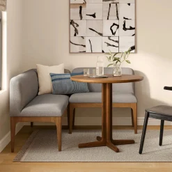 Rosin 55.75" Right Arm Banquette Set - Smoked Oak and Hestia Gray
