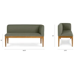 Rosin 56.75" Right Corner Banquette - Smoked Oak and Welsh Green