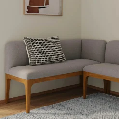 Rosin 56.75" Right Corner Banquette - Smoked Oak and Hestia Gray