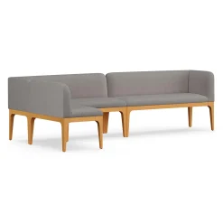 Rosin 113.5" Short L-Shape Banquette Set - Natural Oak and Hestia Gray