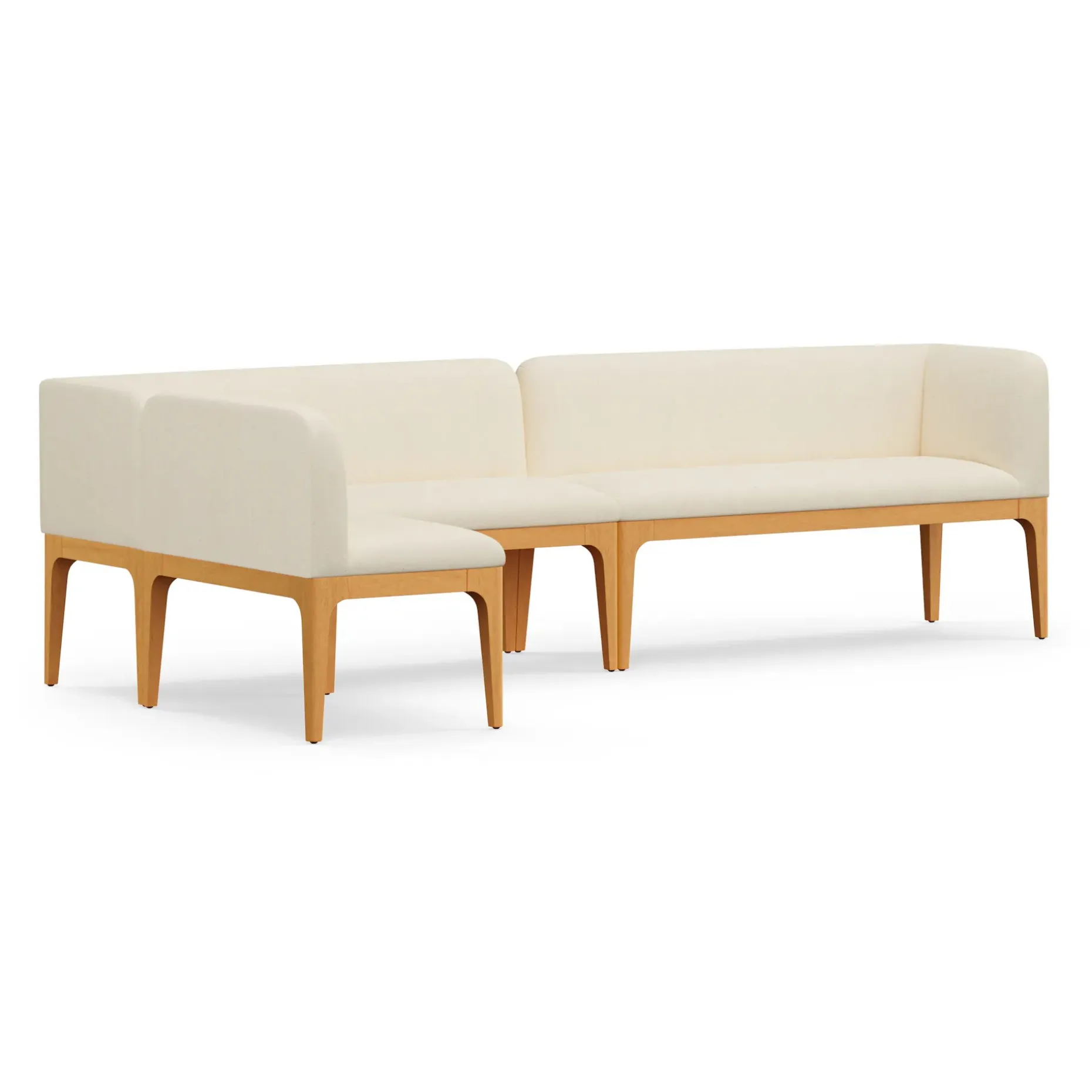 Rosin 113.5" Short L-Shape Banquette Set - Natural Oak and Sand Ivory