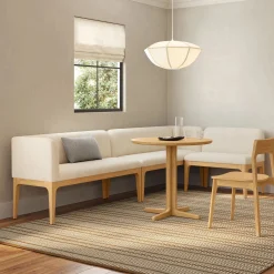 Rosin 113.5" Short L-Shape Banquette Set - Natural Oak and Sand Ivory