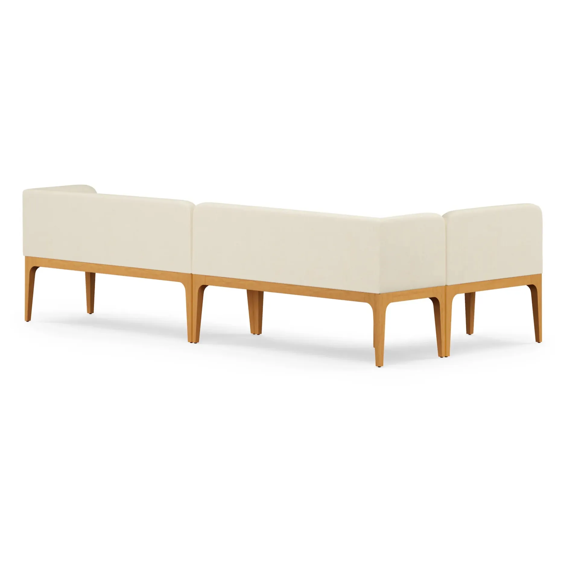 Rosin 113.5" Short L-Shape Banquette Set - Natural Oak and Sand Ivory