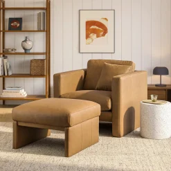 Roxwell 37.5" Leather Lounge Chair - Charme Tan