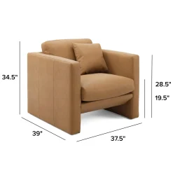 Roxwell 37.5" Leather Lounge Chair - Charme Tan