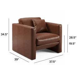 Roxwell 37.5" Leather Lounge Chair - Taos Brown