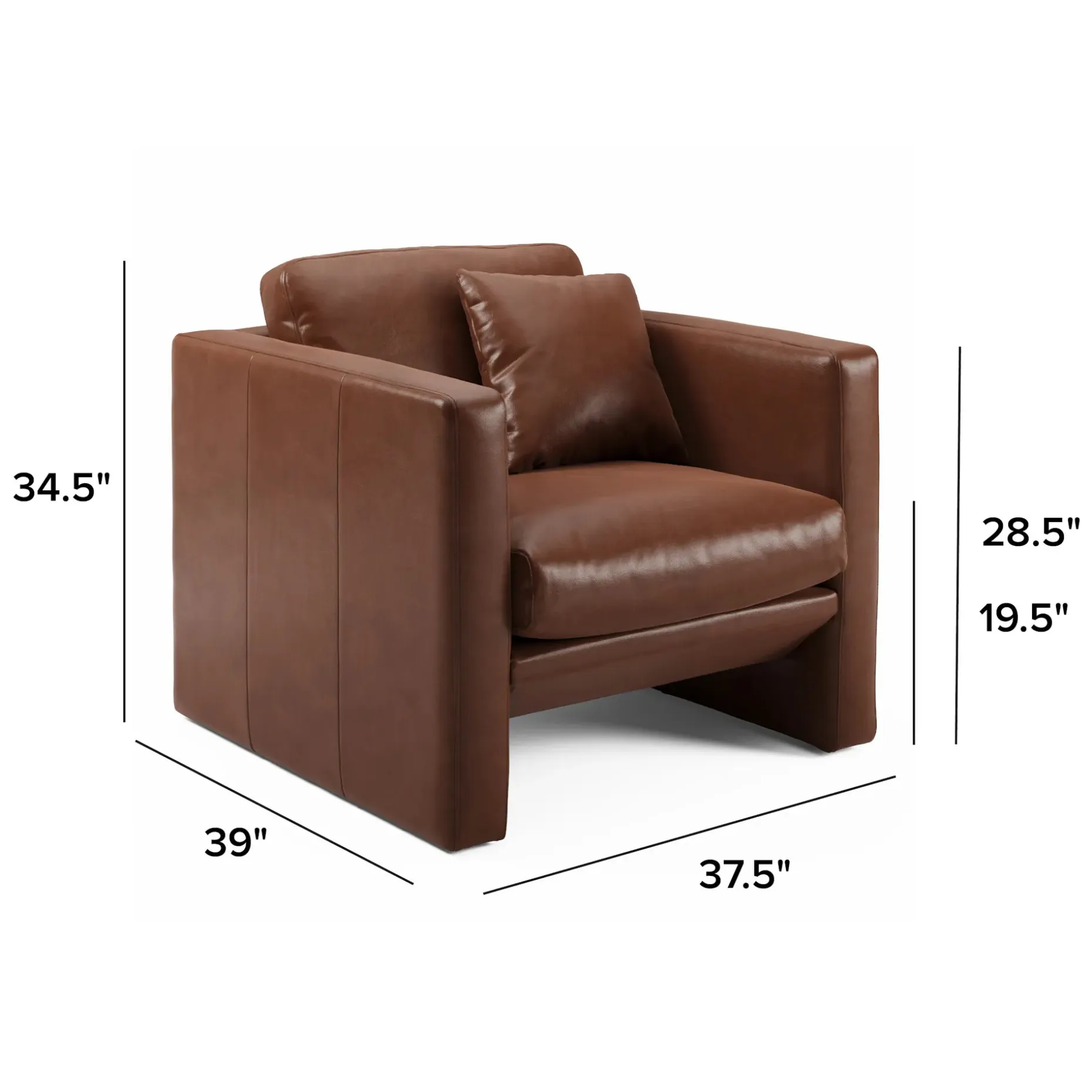 Roxwell 37.5" Leather Lounge Chair - Taos Brown