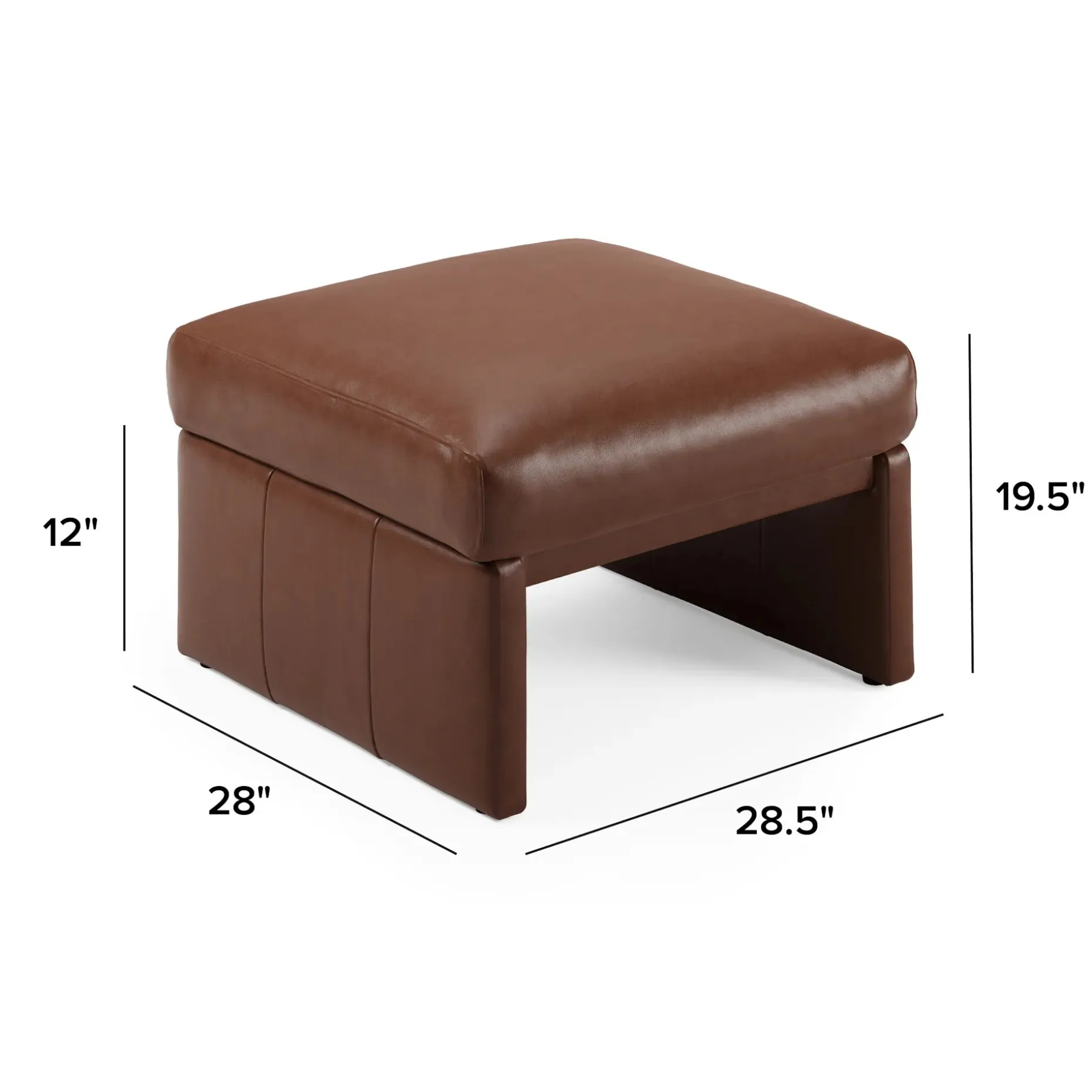 Roxwell 28.5" Leather Ottoman - Taos Brown