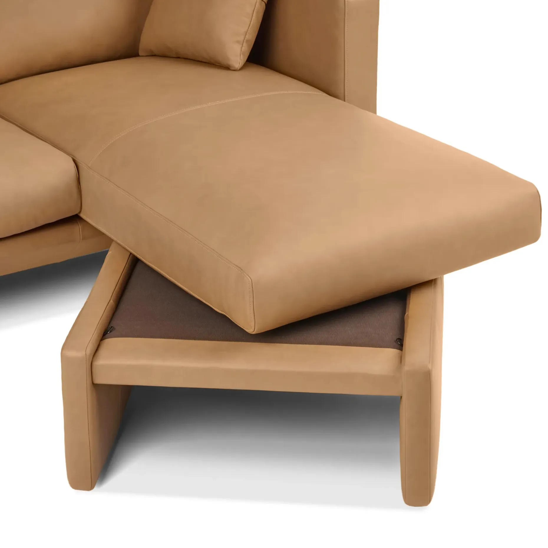 Roxwell 91" Leather Reversible Sectional - Charme Tan