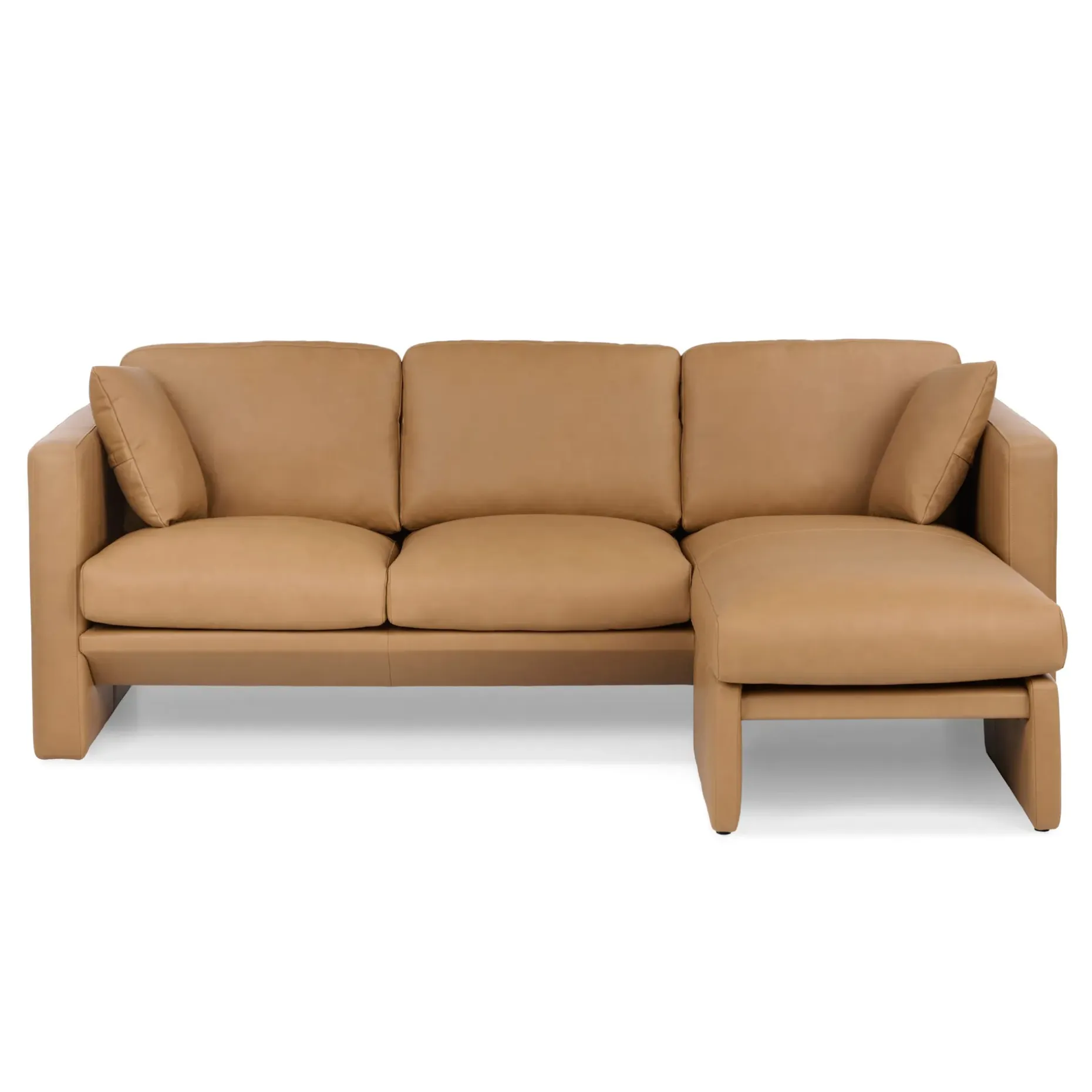 Roxwell 91" Leather Reversible Sectional - Charme Tan