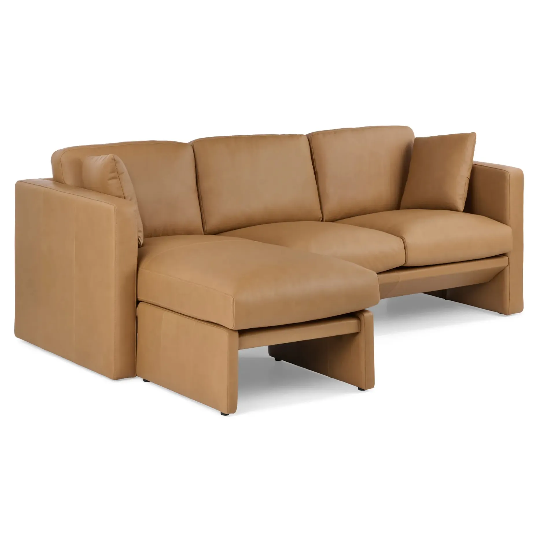Roxwell 91" Leather Reversible Sectional - Charme Tan