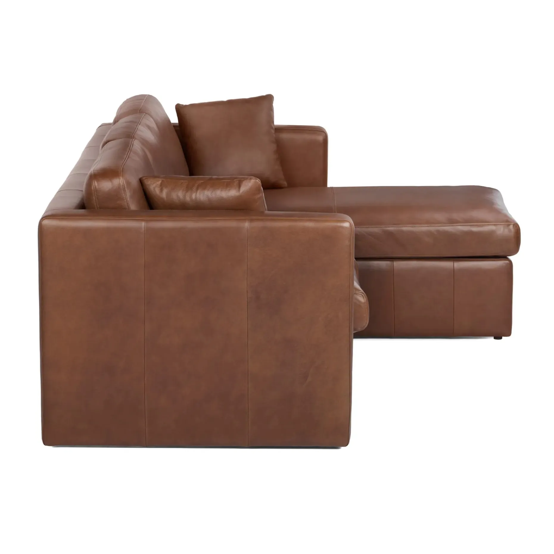 Roxwell 91" Leather Reversible Sectional - Taos Brown
