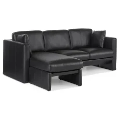 Roxwell 91" Leather Reversible Sectional - Emilia Black