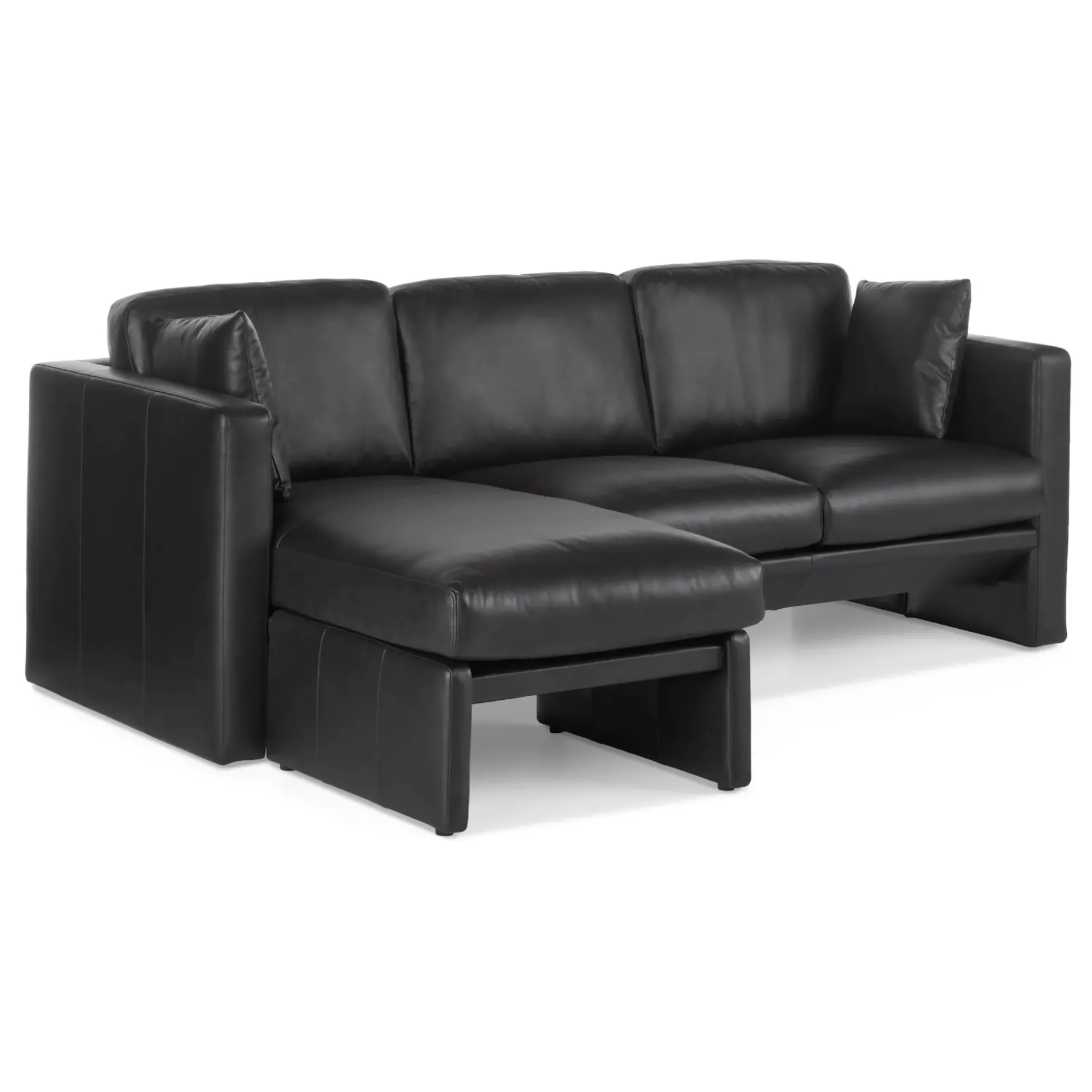 Roxwell 91" Leather Reversible Sectional - Emilia Black