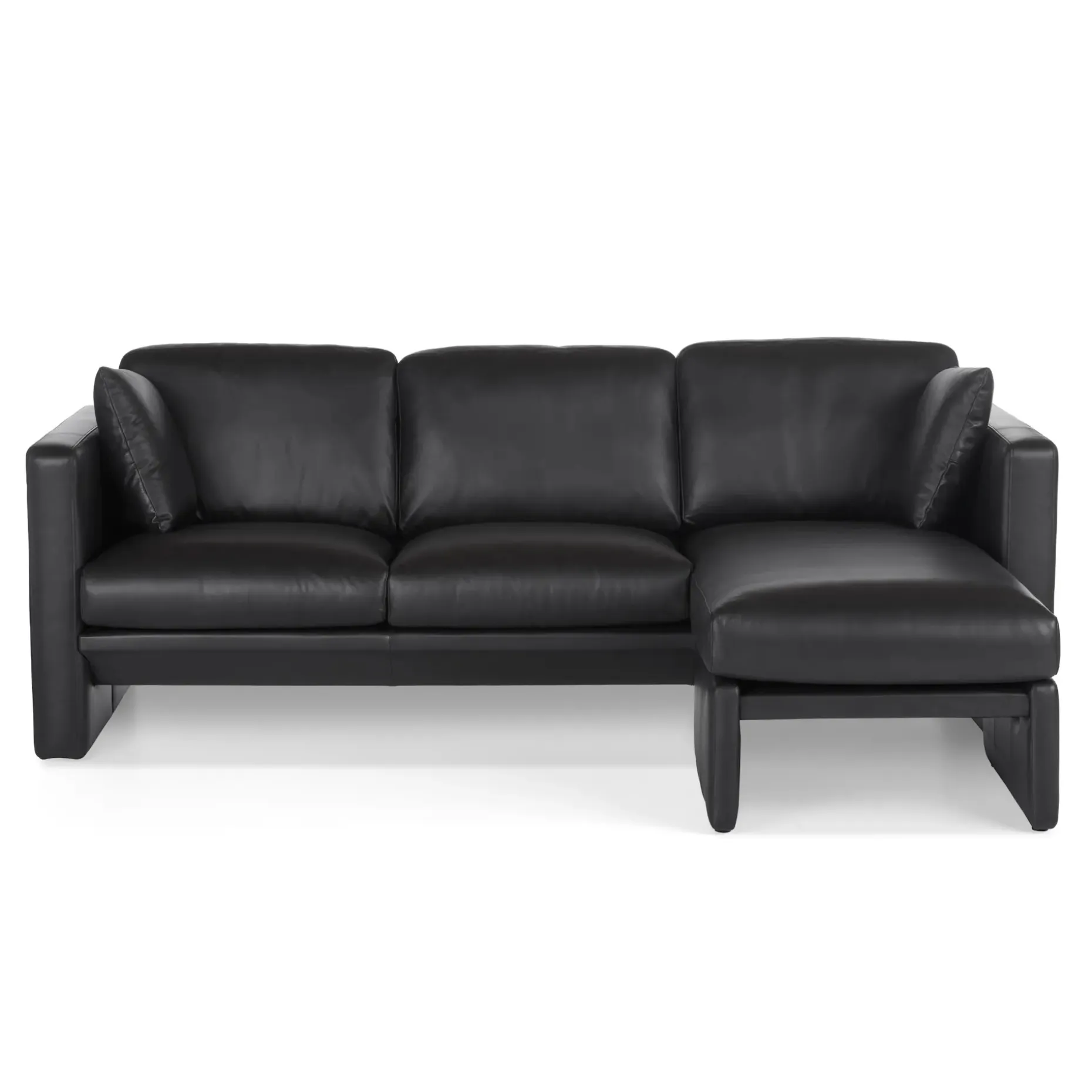 Roxwell 91" Leather Reversible Sectional - Emilia Black