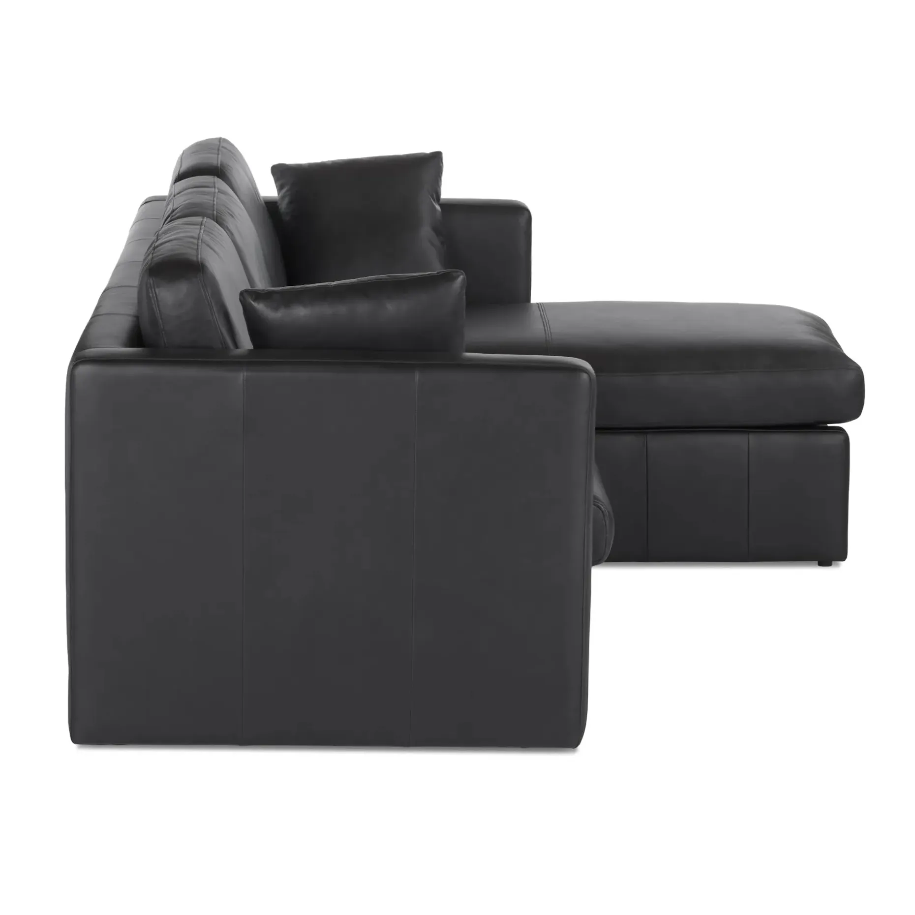 Roxwell 91" Leather Reversible Sectional - Emilia Black