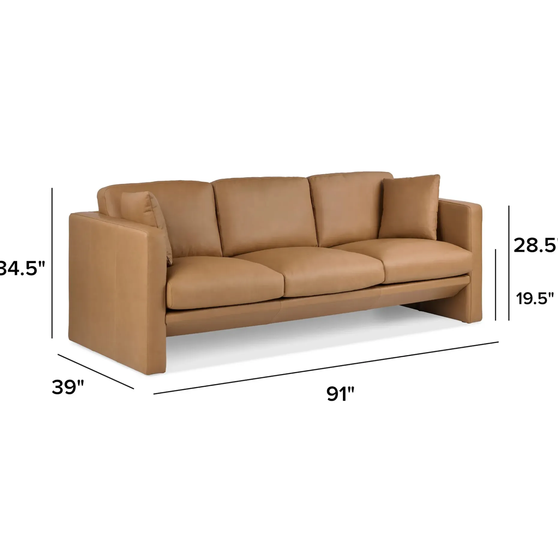 Roxwell 91" Leather Sofa - Charme Tan