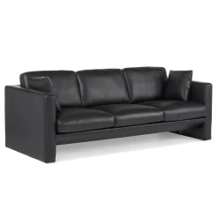 Roxwell 91" Leather Sofa - Emilia Black