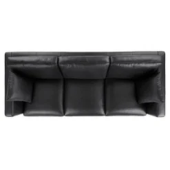 Roxwell 91" Leather Sofa - Emilia Black