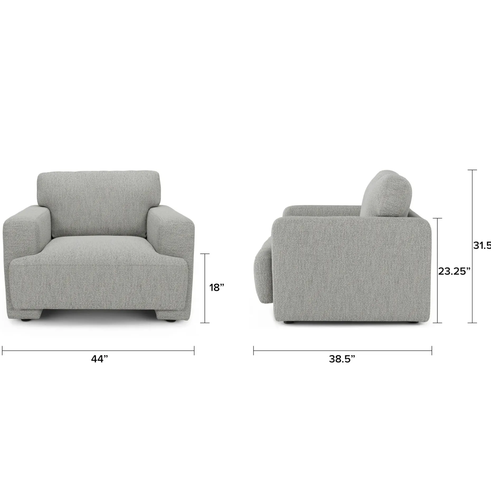 Sadie 44" Lounge Chair - Pepper Ivory