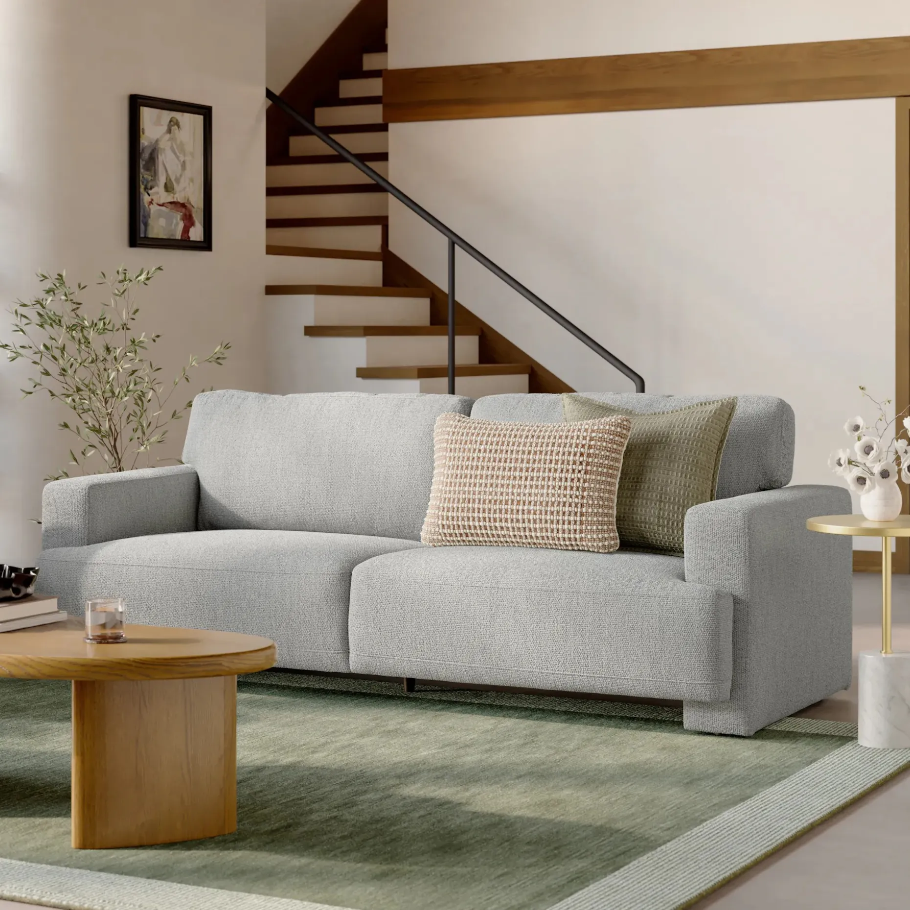 Sadie 89.75" Sofa - Pepper Ivory