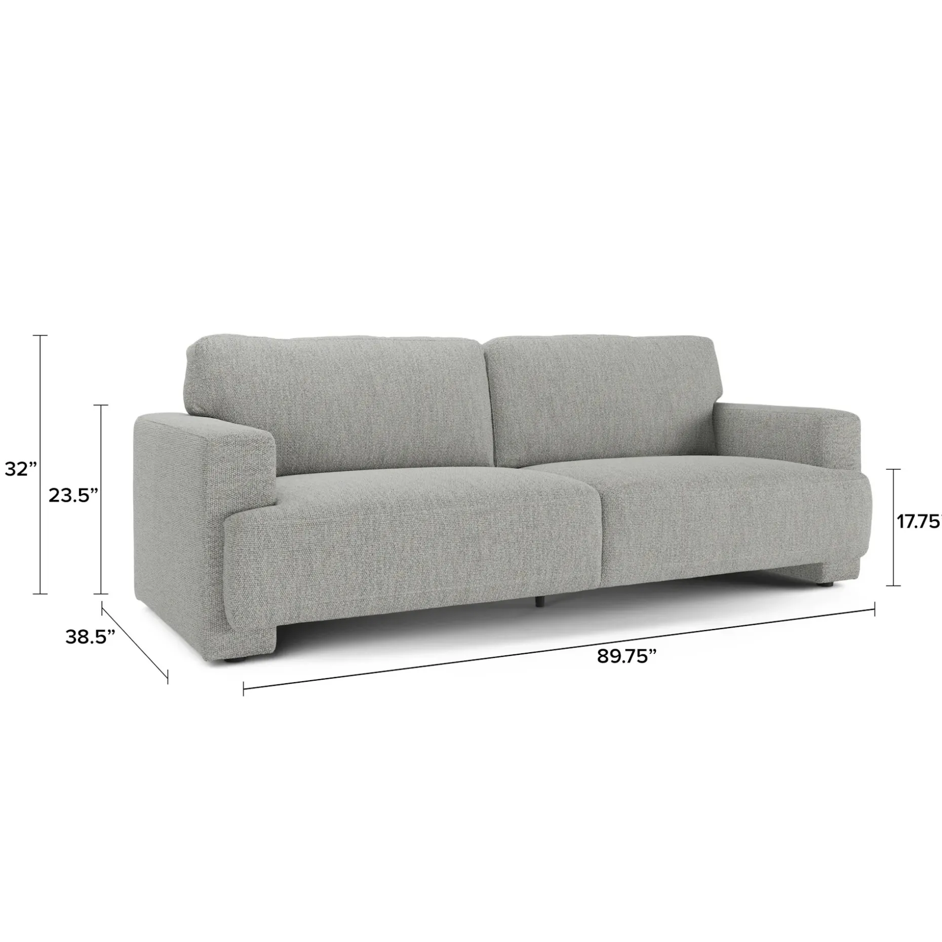 Sadie 89.75" Sofa - Pepper Ivory